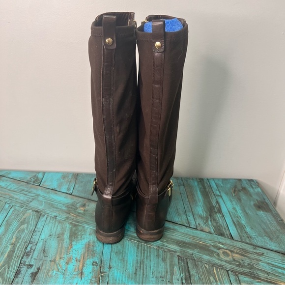 Michael Kors Arley Leather Riding Boots Dark Chocolate Size 7.5 - Picture 12 of 16